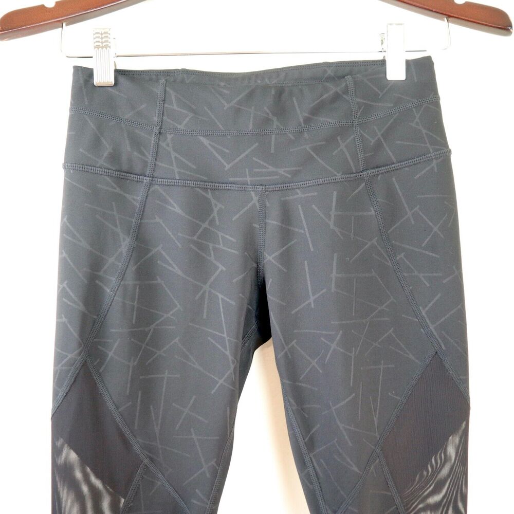 Athleta Size XS Angle Aura Sonar Capri Leggings Geo Print Mesh Black - Picture 2 of 9